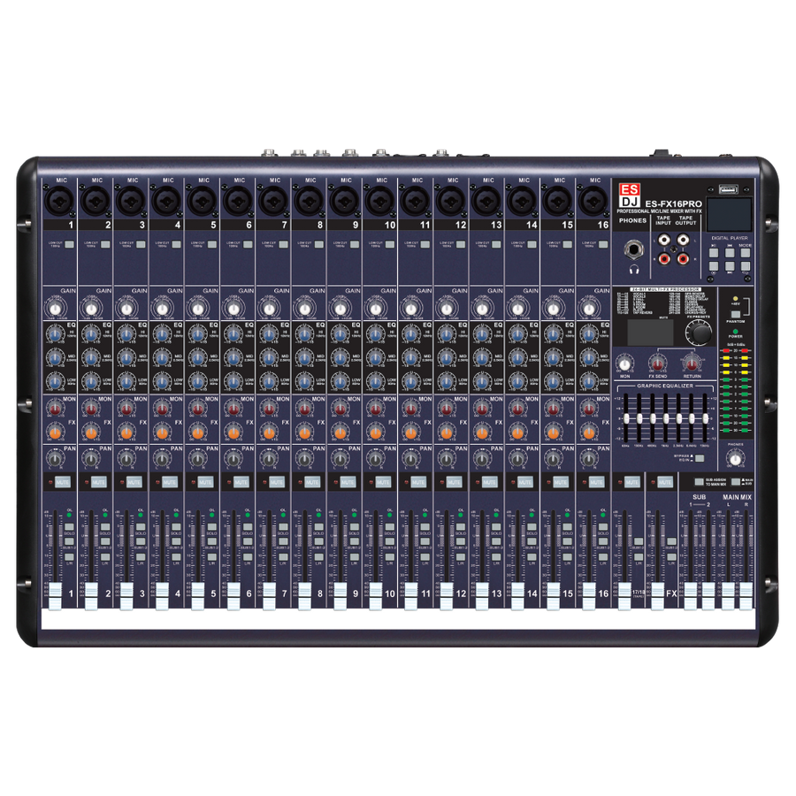 CONSOLA ANALOGA, 16 CANALES, 14 MONO/1 ESTEREO, INTERFAZ USB, BT, MP3