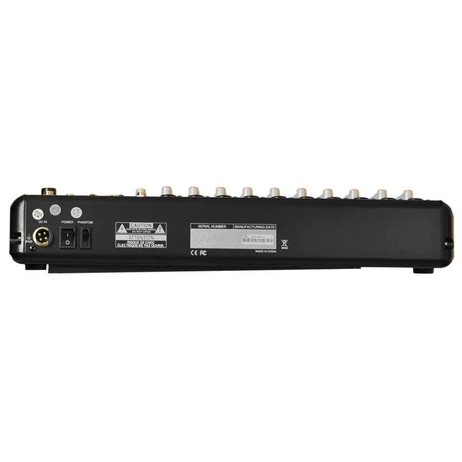 CONSOLA ANALOGA, 12 CANALES, 10 MONO/1 ESTEREO, INTERFAZ USB, BT, MP3