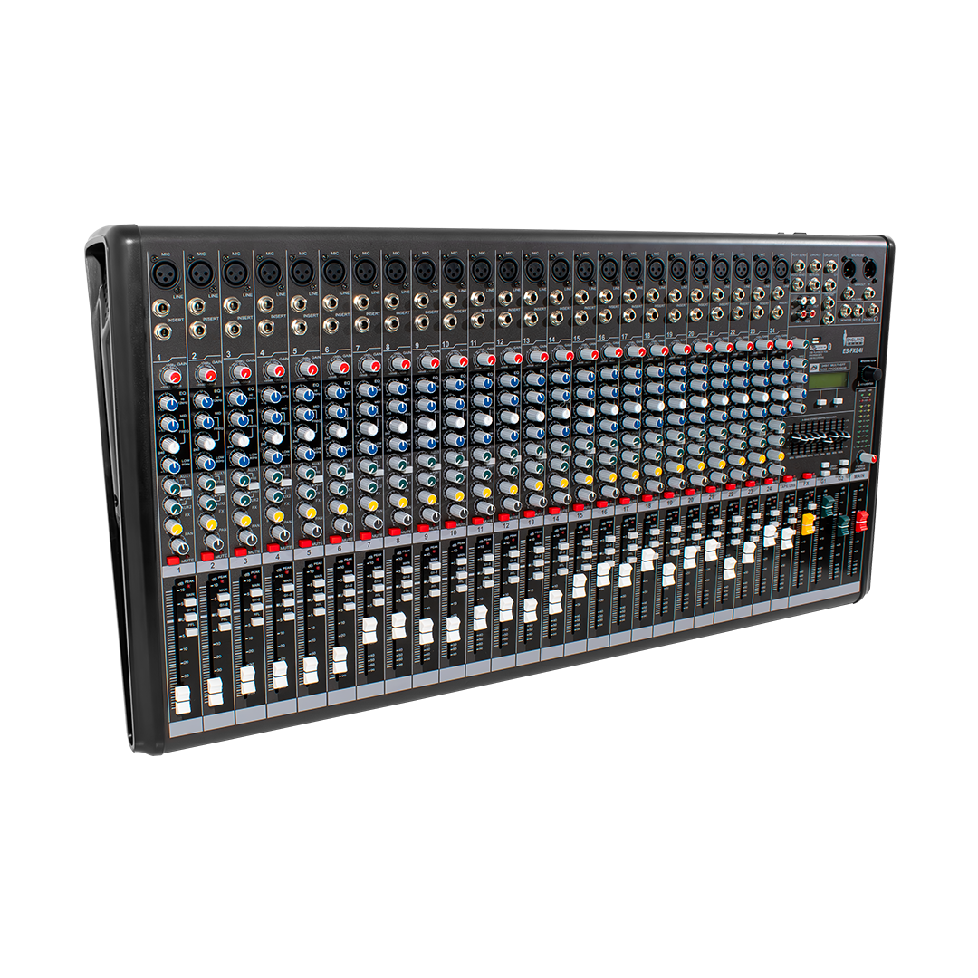 CONSOLA ANALOGA, 24 CANALES, 23 MONO/1 CANAL ESTEREO, INTERFAZ USB, BT, MP3