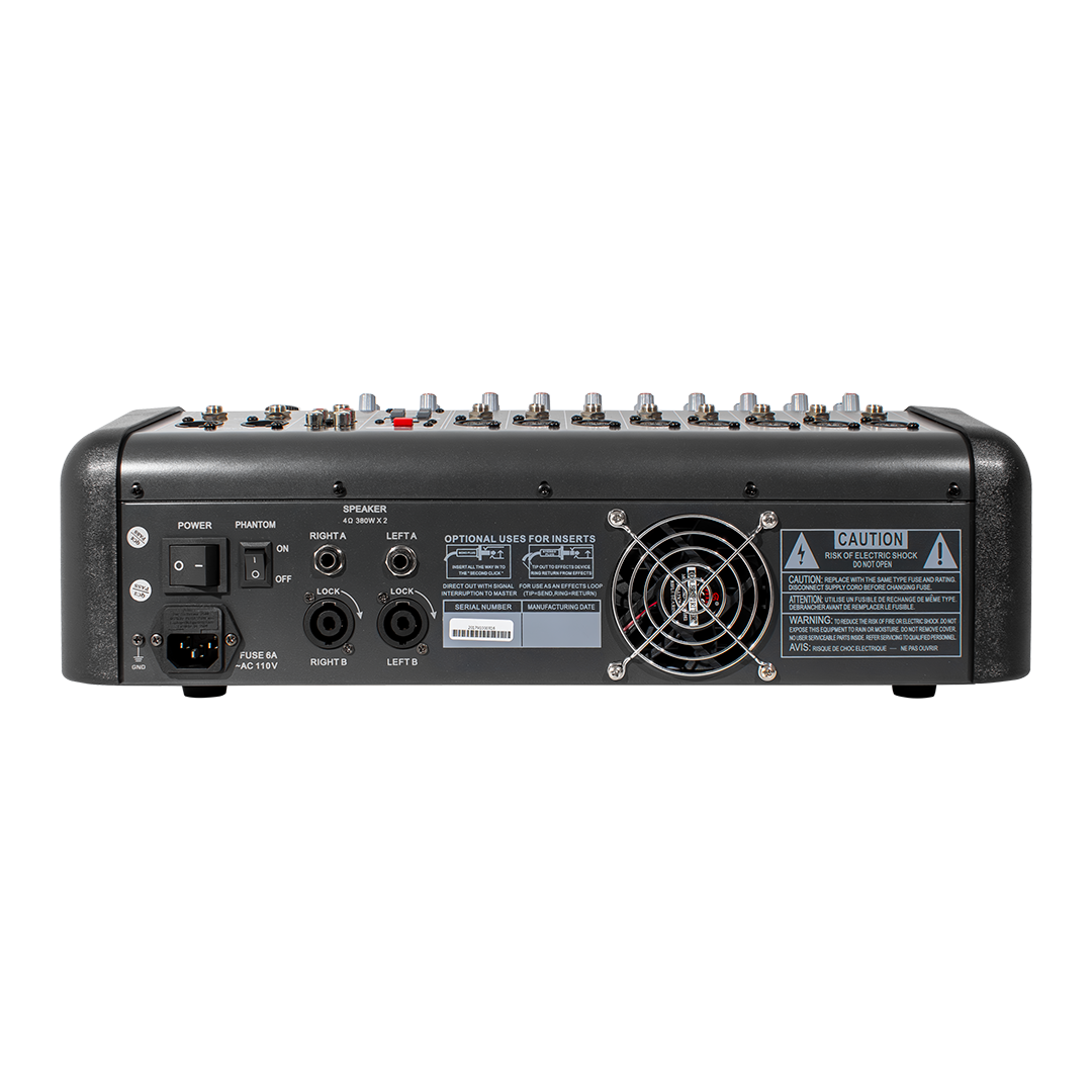 CONSOLA AMPLIFICADA, 8 CANALES, 8 MONO, 2x380W 4 OHM, USB
