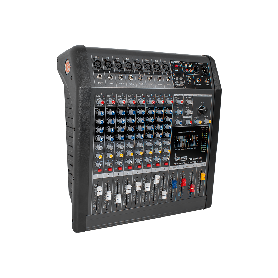 CONSOLA AMPLIFICADA, 8 CANALES, 8 MONO, 2x380W 4 OHM, USB
