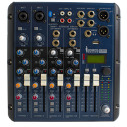 CONSOLA ANALOGA, 6 CANALES, 2 MONO/2 ESTEREO, INTERFAZ USB, BT, MP3