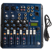 CONSOLA ANALOGA, 6 CANALES, 2 MONO/2 ESTEREO, INTERFAZ USB, BT, MP3