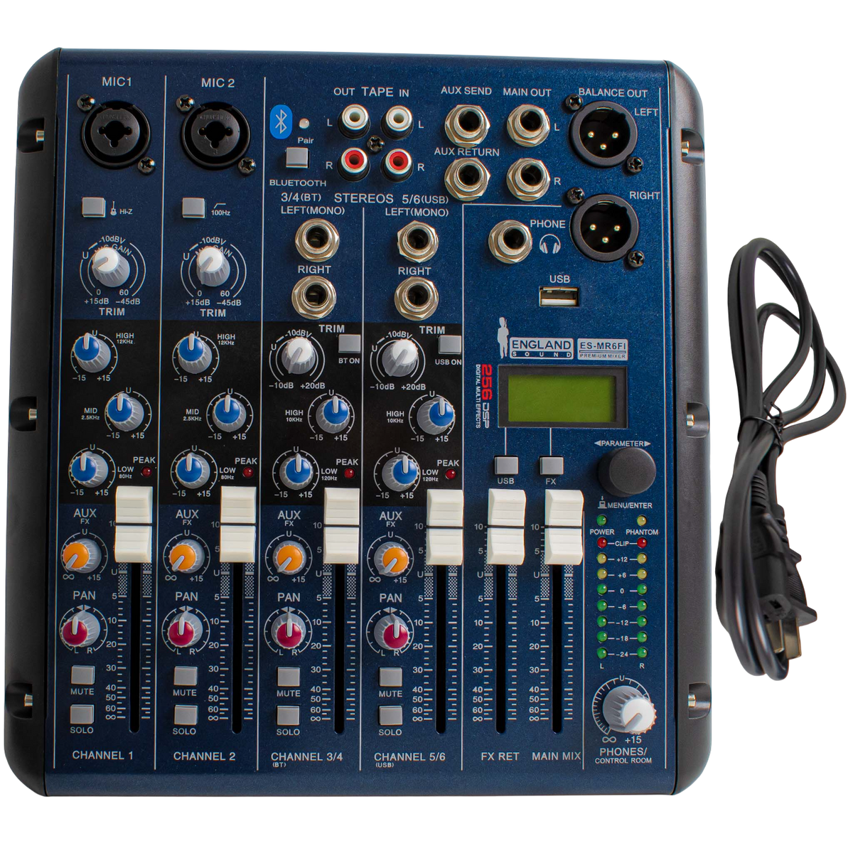 CONSOLA ANALOGA, 6 CANALES, 2 MONO/2 ESTEREO, INTERFAZ USB, BT, MP3