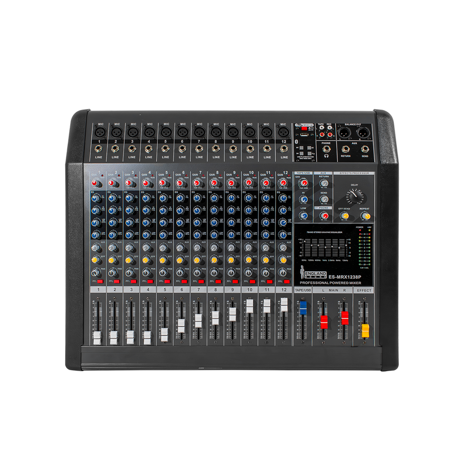 CONSOLA AMPLIFICADA, 12 CANALES, 12 MONO, 2x380W 4 OHM, USB