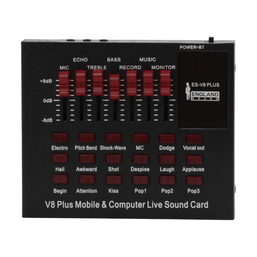 INTERFAZ DE AUDIO CON EFECTOS, BT, FADERS DESLIZABLES