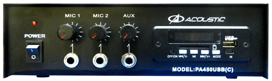 MEZCLADORA AMPLIFICADA, 2 CANALES, 15W, USB, SD CARD, MP3, 4-16 OHM