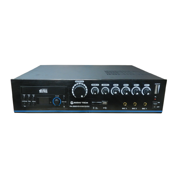 MEZCLADORA AMPLIFICADA, 3 CANALES, 200W, USB, SD CARD, MP3, 70V-100V, 4-8-16 OHM