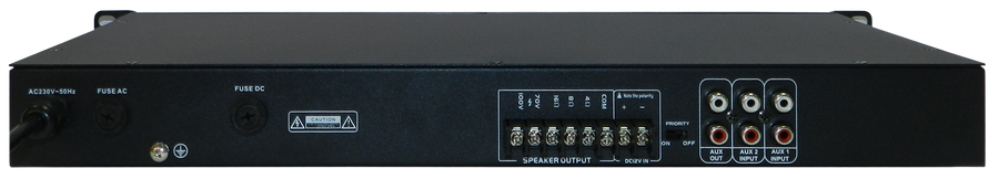Potencia Clase D , 2 CANALES , 120 W a 100 V.