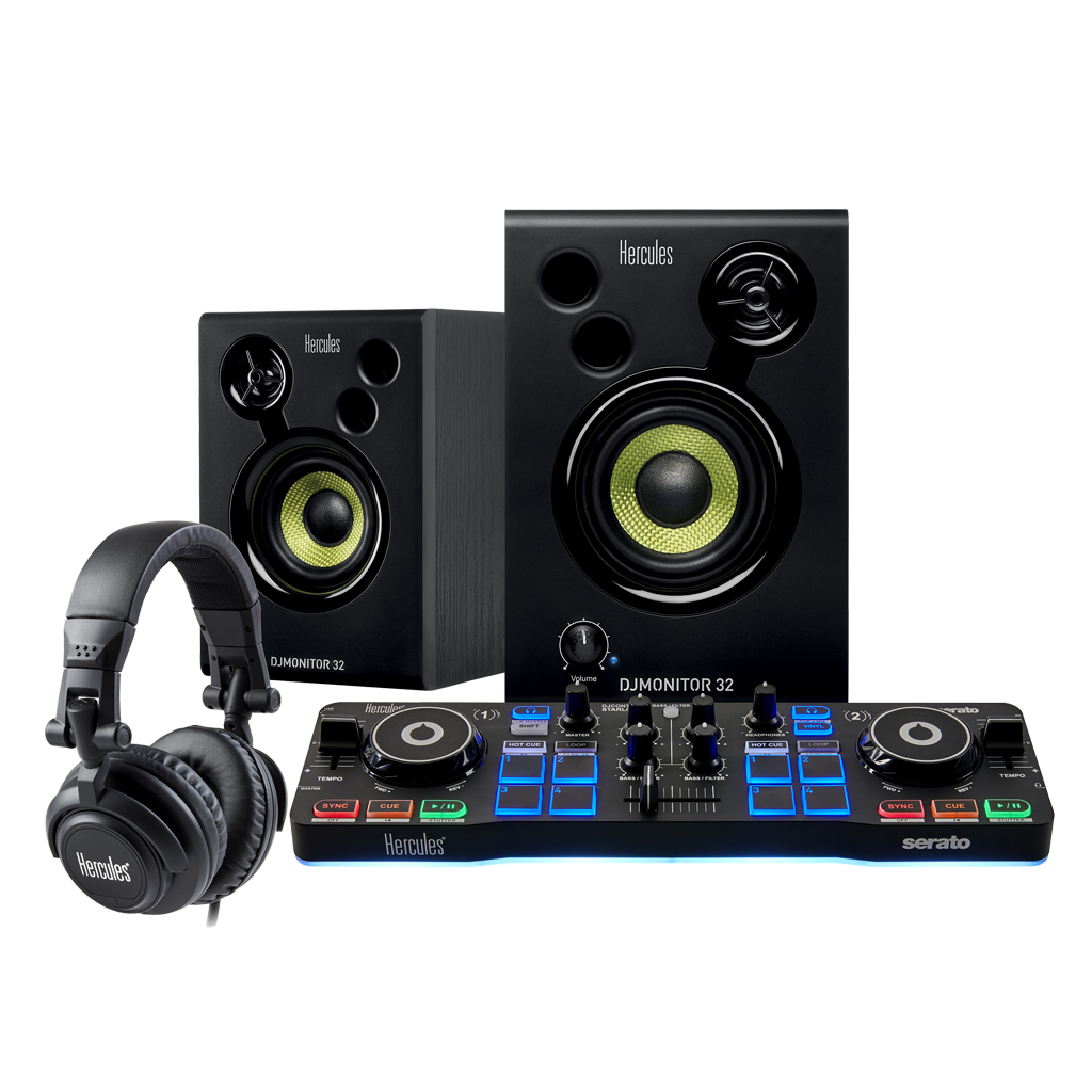 KIT CONTROLADOR DJ, MONITORES DE ESTUDIO Y AUDIFONOS DJ