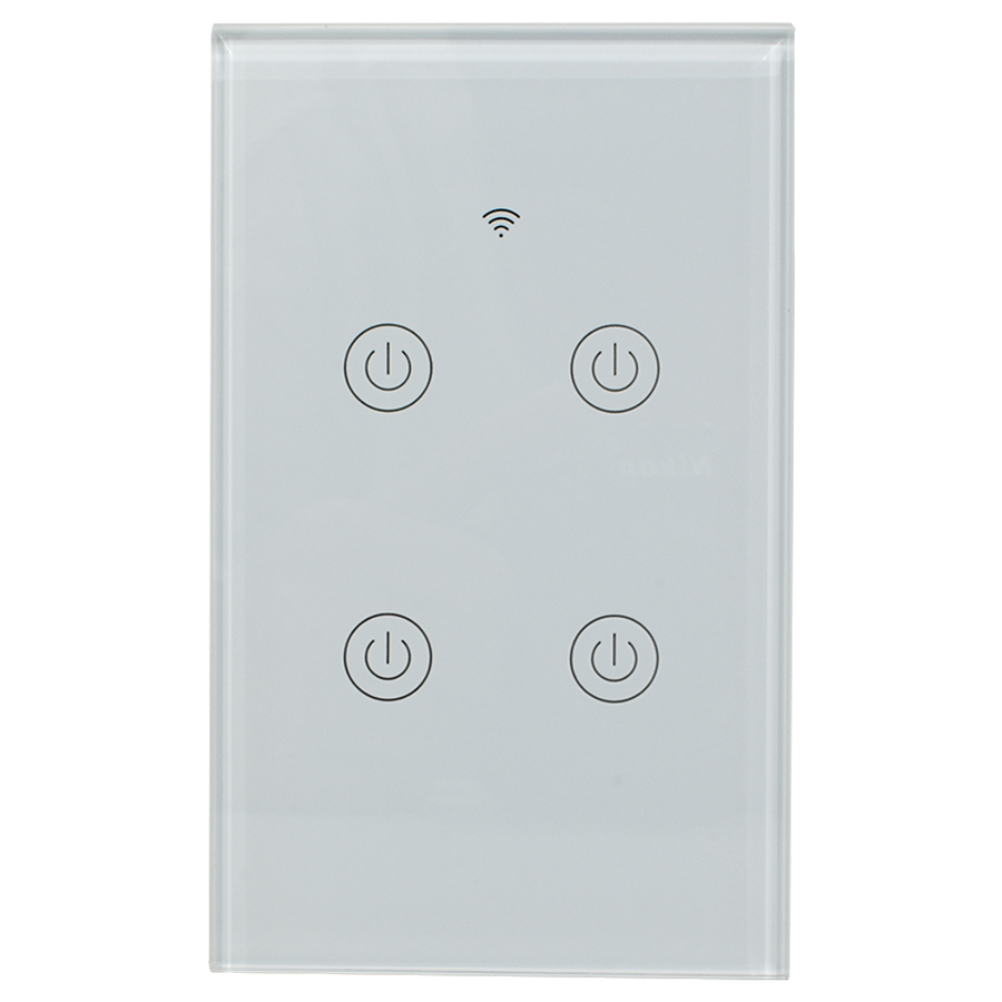 Interruptor inteligente 4 vías, Zigbee, Blanco