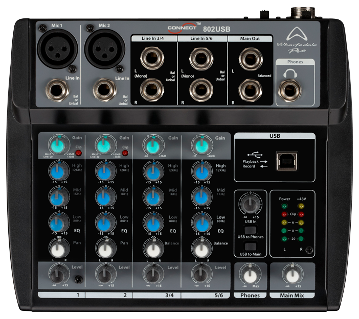 CONSOLA ANALOGA, 6 CANALES, 2 MONO/2 ESTEREO, INTERFAZ USB