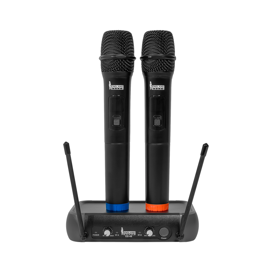 MICROFONO INALAMBRICO UHF, 2 CANALES, DE MANO, FRECUENCIA FIJA