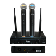 MICROFONO INALAMBRICO UHF, 2 CANALES, DE MANO, FRECUENCIA FIJA