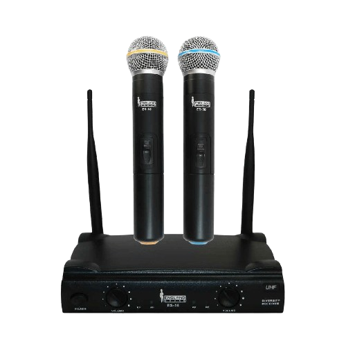 MICROFONO INALAMBRICO UHF, 2 CANALES, DE MANO, FRECUENCIA FIJA
