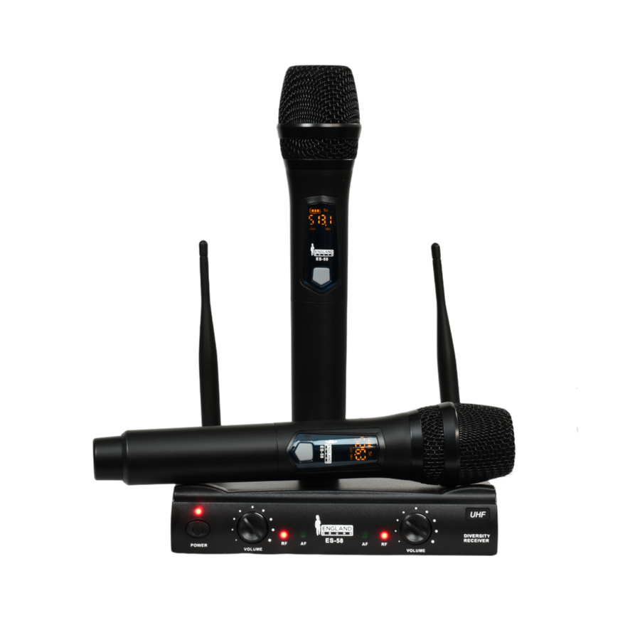 MICROFONO INALAMBRICO UHF, 2 CANALES, DE MANO, FRECUENCIA 512 - 537.50 MHZ