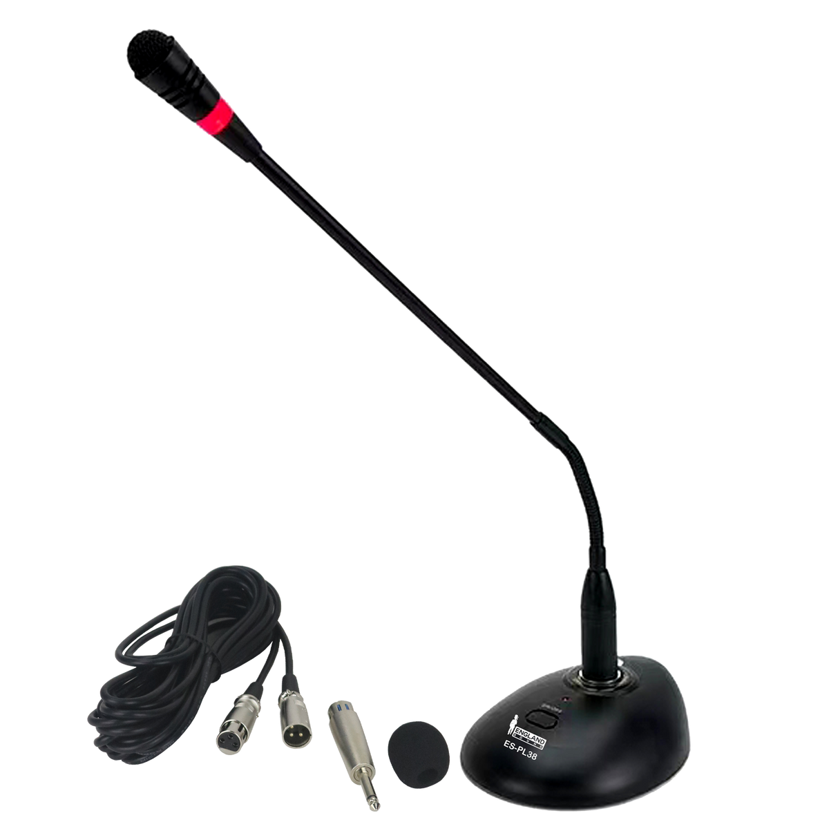 MICROFONO DE CUELLO FLEXIBLE CON INTERRUPTOR, CONECTOR XLR, POWER PHANTOM