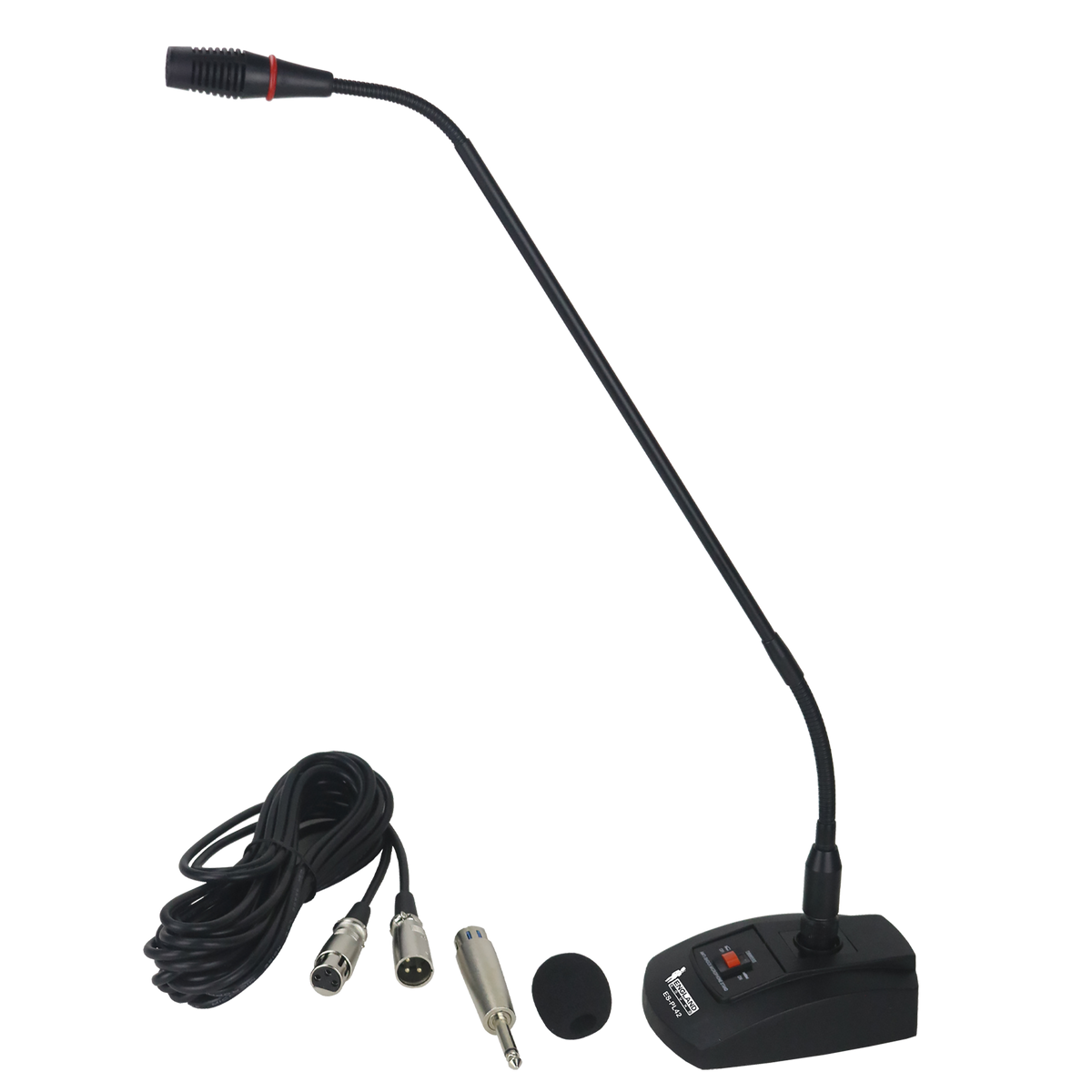 MICROFONO DE CUELLO FLEXIBLE, CON INTERRUPTOR, CONECTOR XLR, POWER PHANTOM