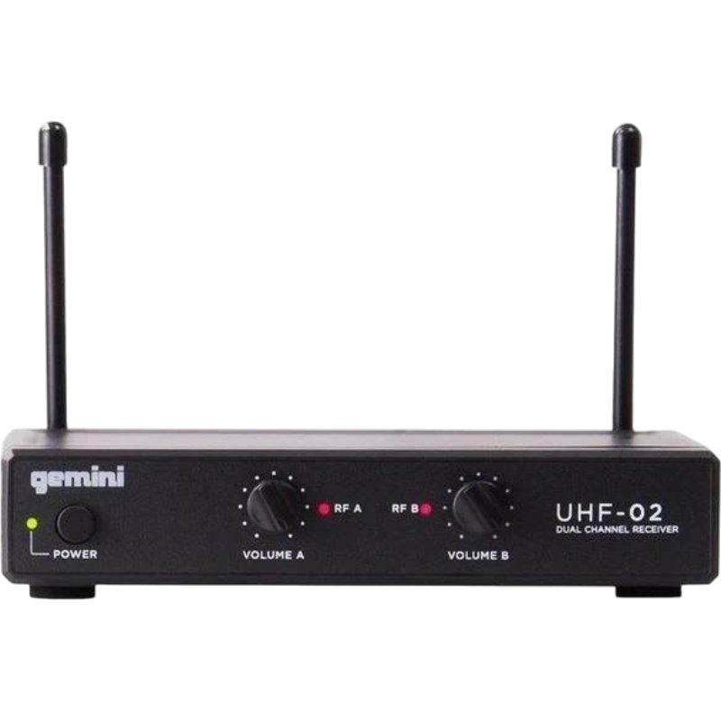 MICROFONO INALAMBRICO UHF, 2 CANALES, DE MANO, FRECUENCIA FIJA 517.60 MHZ - 521.50 MHZ