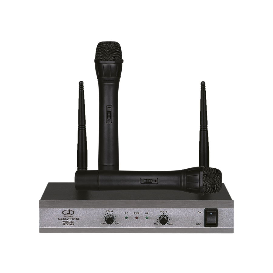 MICROFONO INALAMBRICO VHF, 2 CANALES, DE MANO, FRECUENCIA FIJA