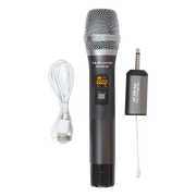 MICROFONO INALAMBRICO UHF MULTIFRECUENCIA, 1 CANAL, DE MANO, RECEPTOR PORTATIL RECARGABLE