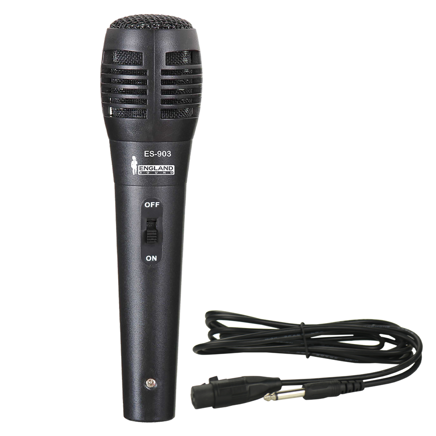 MICROFONO DE MANO PLASTICO, CON INTERRUPTOR, INCLUYE CABLE XLR A 6.3MM MONOFONICO