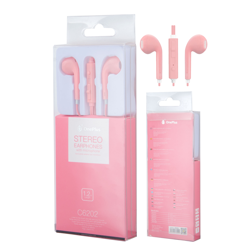 Audífono De Cable Estéreo , MTK C6202 ROSADO
