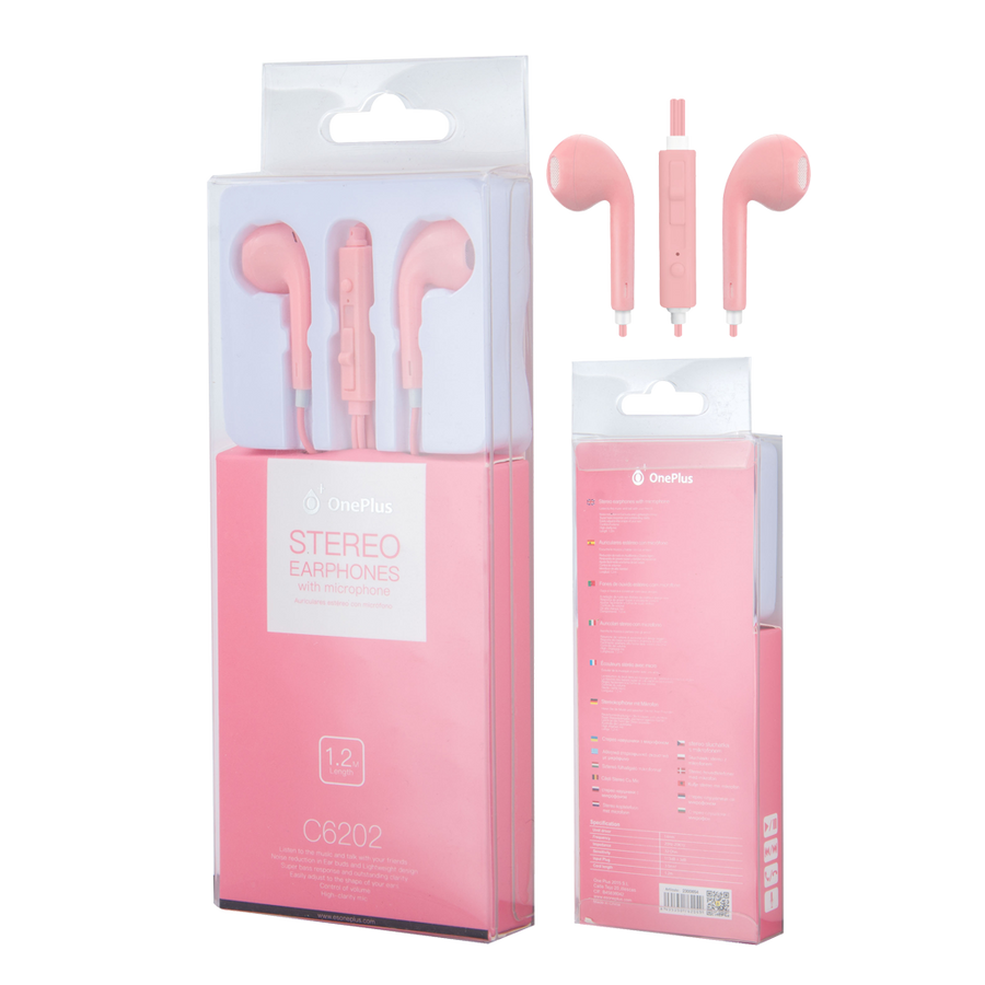 Audífono De Cable Estéreo , MTK C6202 ROSADO