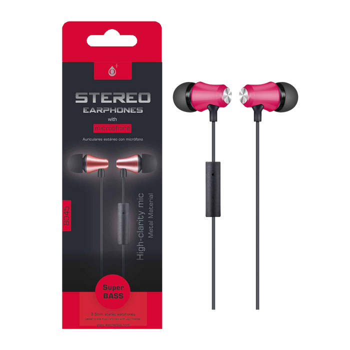 AUDIFONOS ESTEREO IN-EAR CON MICROFONO, CONECTOR 3.5MM