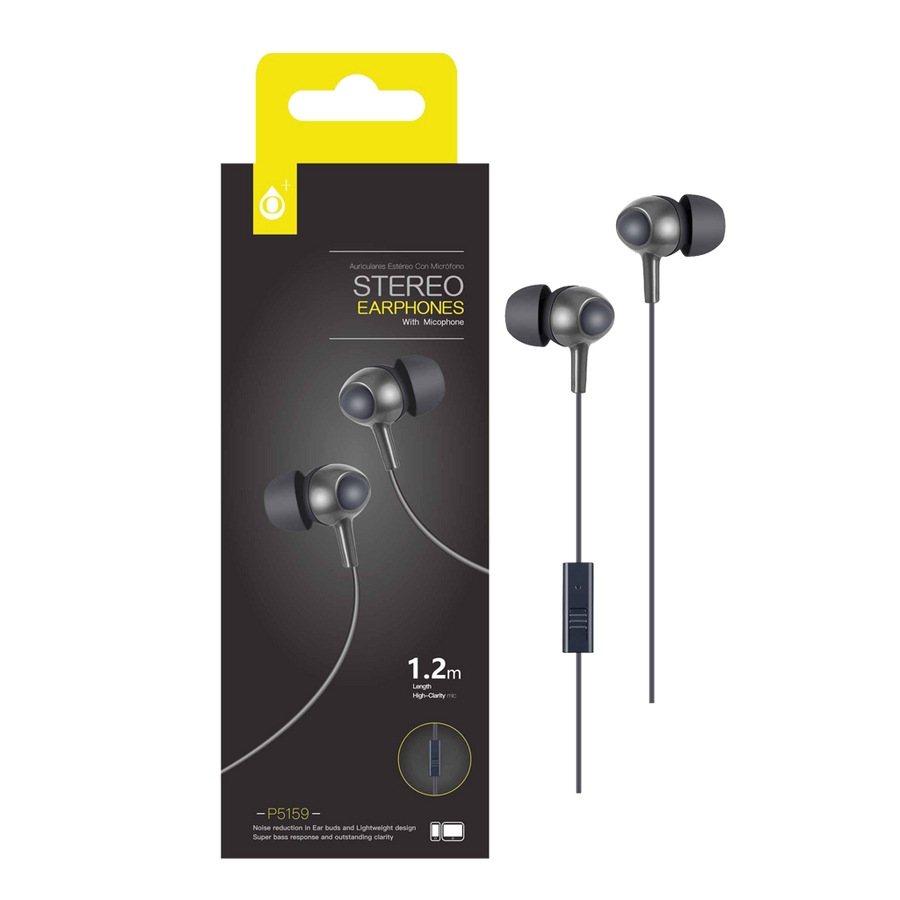 AUDIFONOS ESTEREO IN-EAR CON MICROFONO, CONECTOR 3.5MM