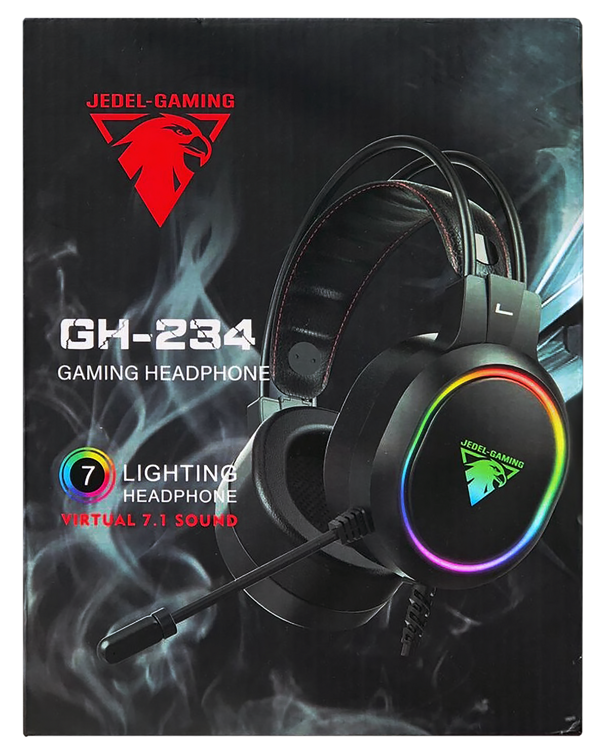 Auricular Gaming Diadema Extensible Virtual Sound 7.1 , Luces RGB 7 Multicolores , JEDEL GAMING GH-234
