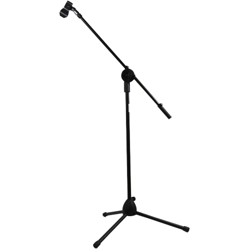 SOPORTE DE PISO BASE TRIPODE PARA MICROFONO CON BOOM Y 2 SUJETADORES, ALTURA 85-167CM