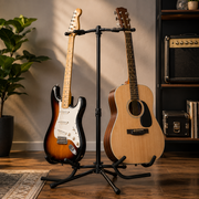 SOPORTE DE PISO BASE TRIPODE PARA GUITARRA DOBLE, ALTURA 60-80CM