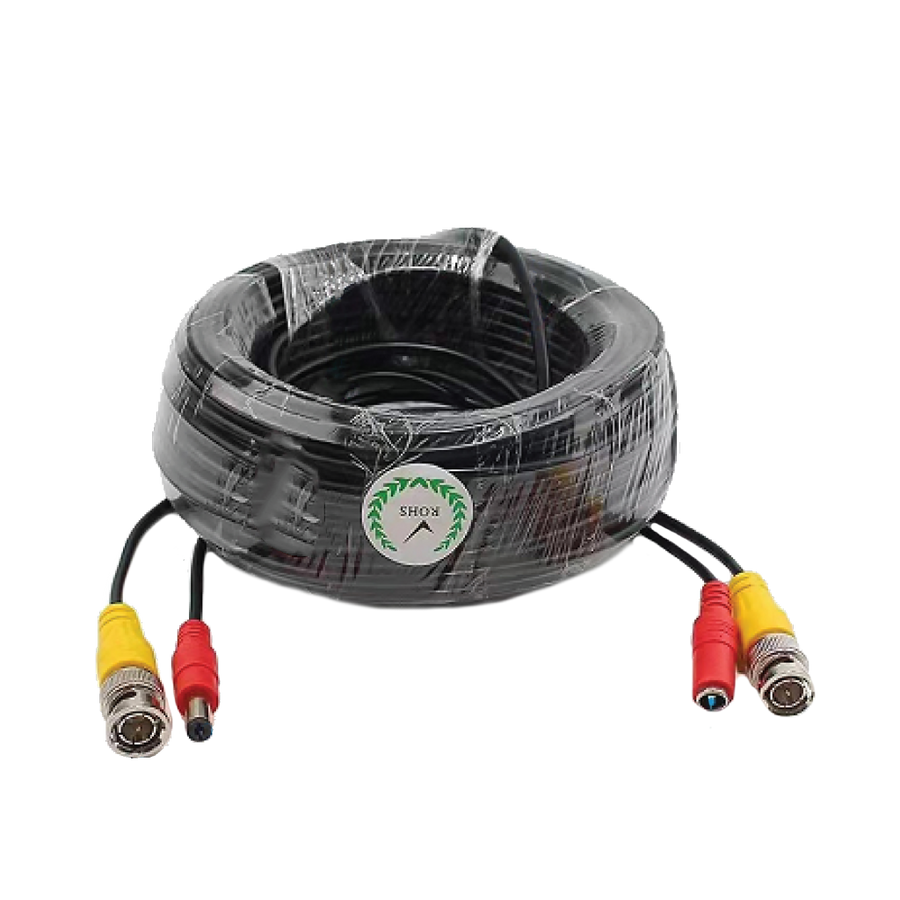 CABLE DE VIDEO BNC + PLUG DC DE PODER, 10MT