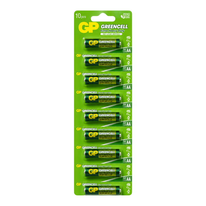 AA, 1.5V, GREENCELL (CLORURO DE ZINC), BLISTER X 10PCS