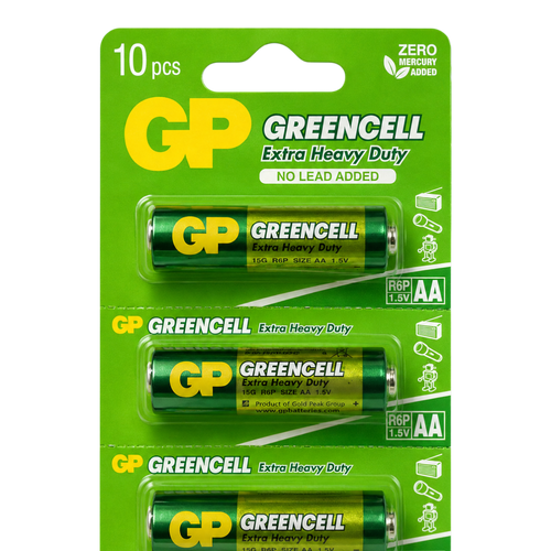 AA, 1.5V, GREENCELL (CLORURO DE ZINC), BLISTER X 10PCS