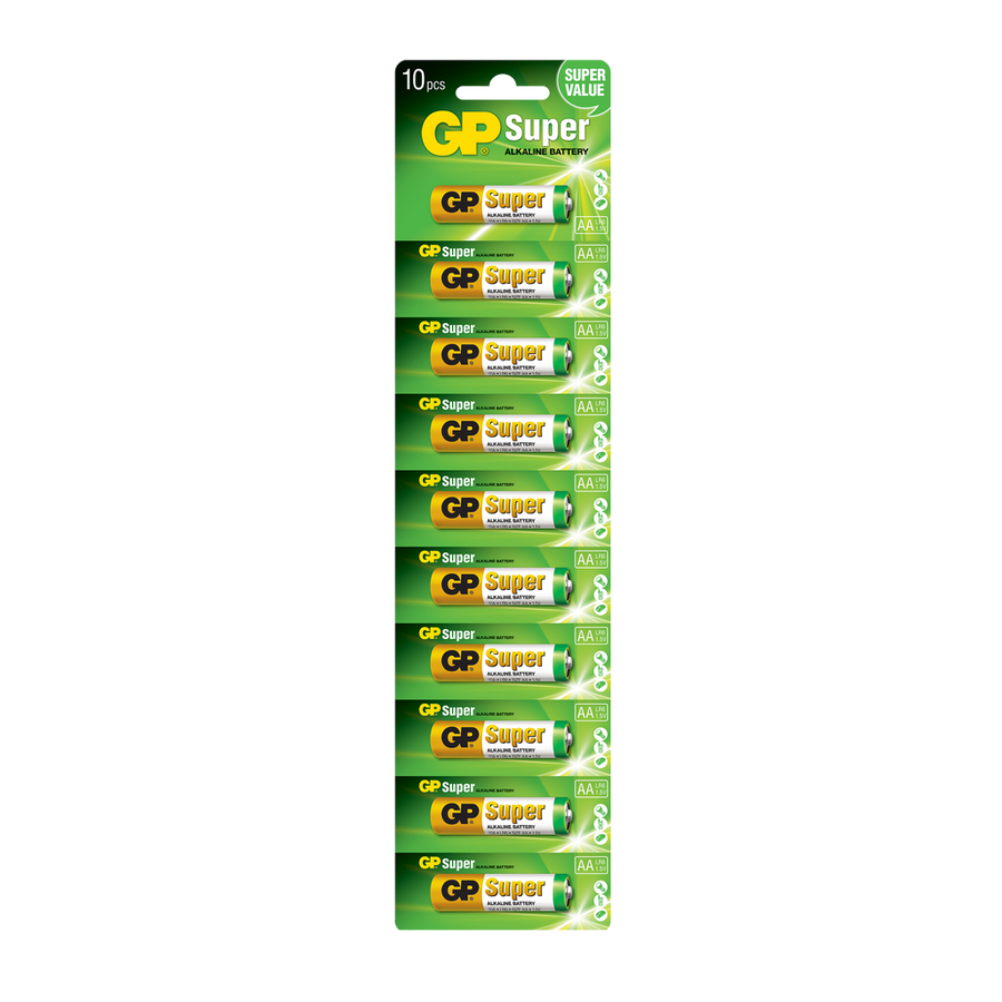 Pila/Bateria Alkalina AA Súper Alcalina 1.5 V GP GP15A-2P10- GPPCA15AS006