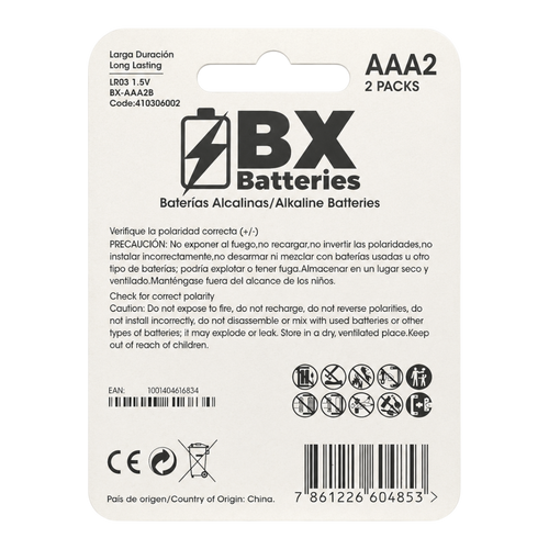 AAA, 1.5V, ALKALINA 2 UNIDADES BLISTER