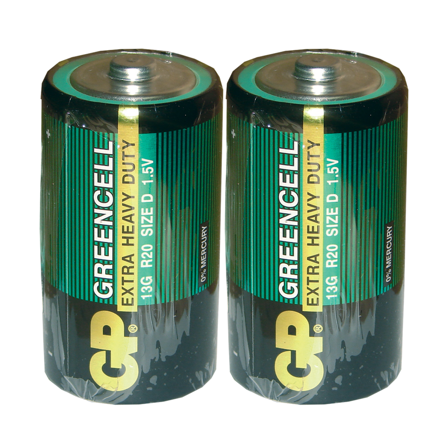 Pila/Bateria CarbonZinc (GREENCELL) Tipo D No Contiene Plomo Ácido Clorhídrico Zinc Zero Mercurio GP GP13G-2S2-GPPCC13KC003-CL