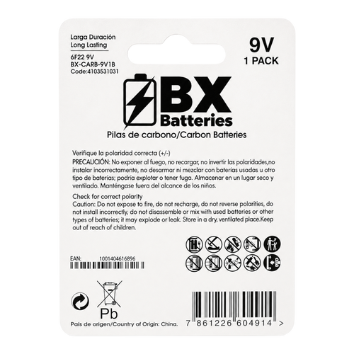 9V, CARBON 1 UNIDAD BLISTER