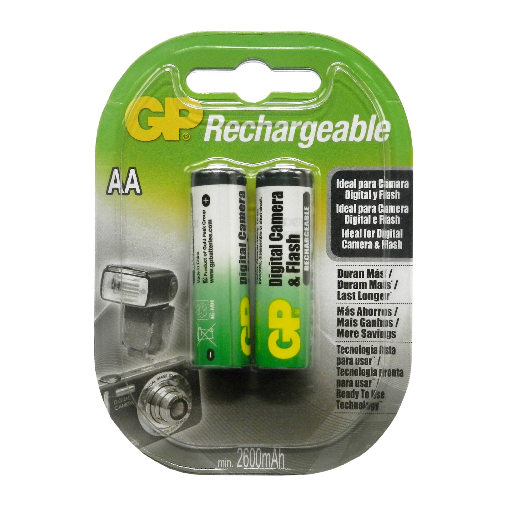 Pila/Bateria Recargable AA NI-MH 2700 mAh 1.2 V GP GP270AAHCE-2APCGBLA2-GPRHC272C249