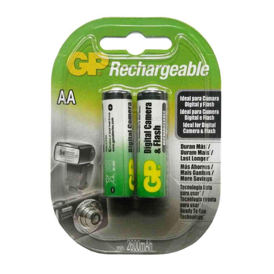 Pila/Bateria Recargable AA NI-MH 2700 mAh 1.2 V GP GP270AAHCE-2APCGBLA2-GPRHC272C249