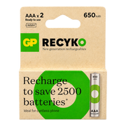 AAA RECYCKO 650mAh Blst2 GP65AAAHCBEP-LAC2