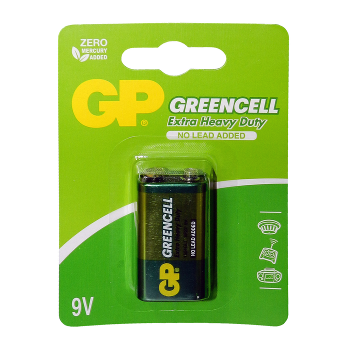 9V, GREENCELL (CLORURO DE ZINC), BLISTER X 1PCS