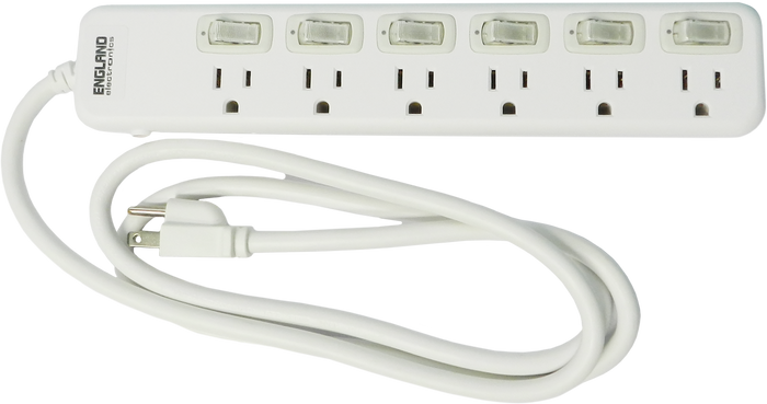 REGLETA 6 TOMAS 10A CON SWITCH Y COLORES LONGITUD DE CABLE 1.5 MTS, COLOR BLANCO