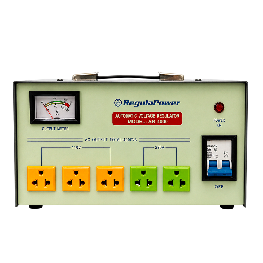 REGULADOR DE VOLTAJE, 4000 WATTS, 4 TOMAS POLARIZADAS, 110/220V - AC