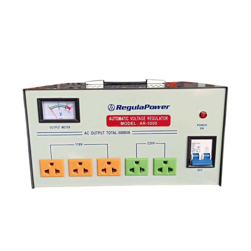 REGULADOR DE VOLTAJE, 5000 WATTS, 5 TOMAS POLARIZADAS, 110/220V - AC