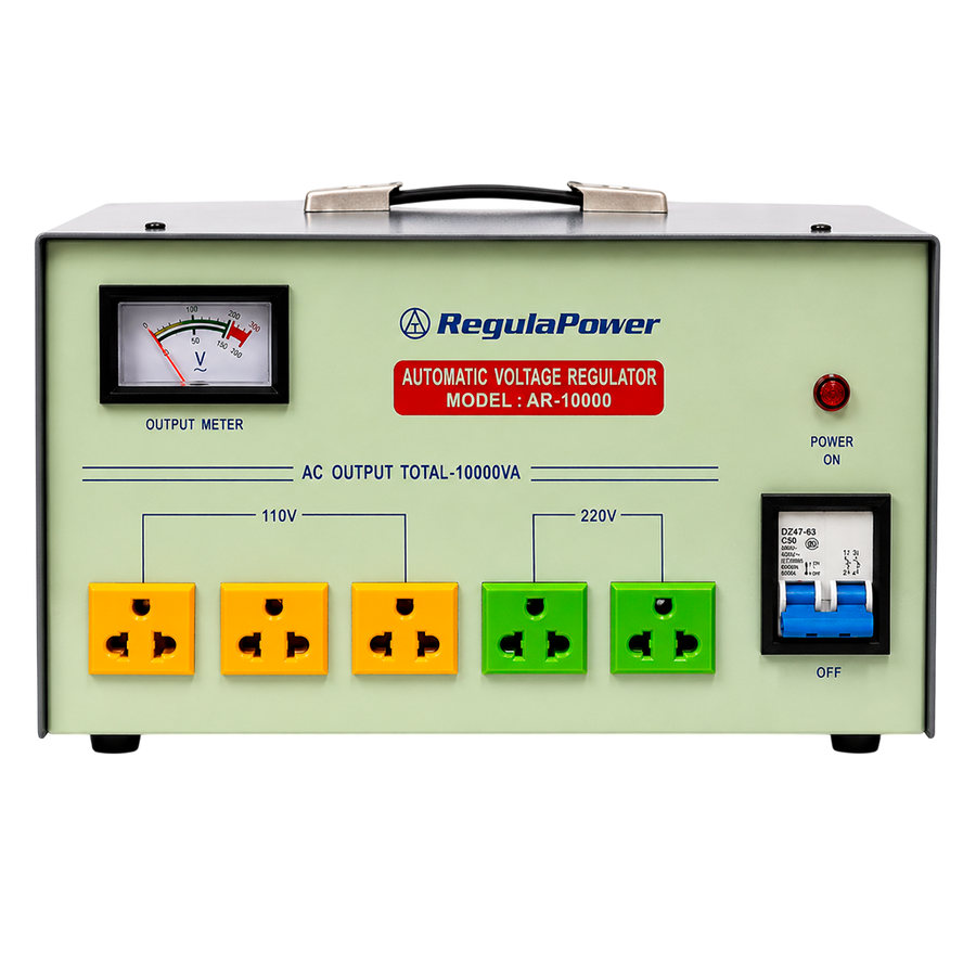 REGULADOR DE VOLTAJE, 10000 WATTS, 5 TOMAS POLARIZADAS, 110/220V - AC