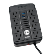 REGULADOR DE VOLTAJE AUTOMATICO, 250 WATTS, 8 TOMAS, 2 PUERTOS RJ45, 2 PUERTOS USB