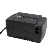 REGULADOR DE VOLTAJE AUTOMATICO, 250 WATTS, 8 TOMAS, 2 PUERTOS RJ45, 2 PUERTOS USB